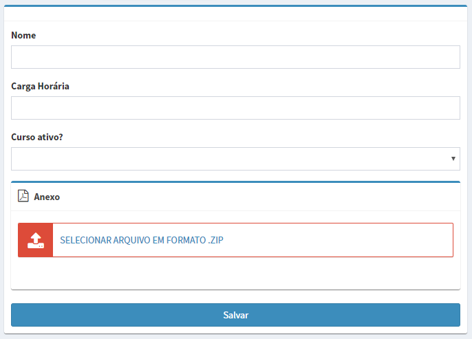 Formulário de novo curso